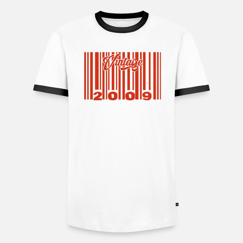 vintage 2009 né en 2009 16 ans bar code anniversai T-shirt contrasté Homme