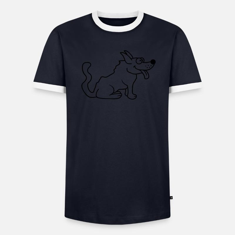 Cher chien tire la langue joyeusement T-shirt contrasté Homme