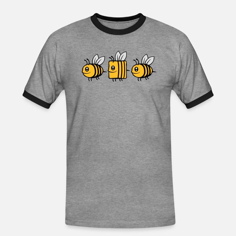 bee different Comic Biene - Männer Kontrast-T-Shirt - Grau meliert/Schwarz