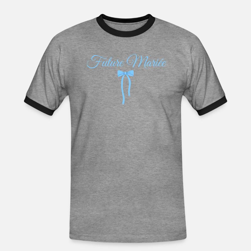Bride-to-be Blue Bow - Men's Ringer Shirt - heather grey/black