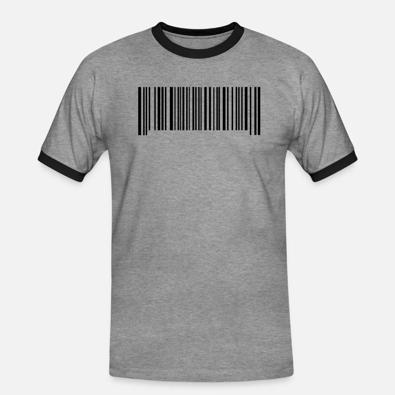Strichcode - Männer Kontrast-T-Shirt - Grau meliert/Schwarz