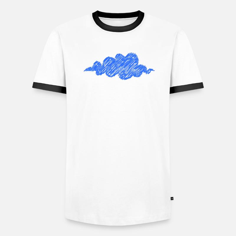 Cloud Blue Scribble Weather Cloud Men's Ringer Shirt