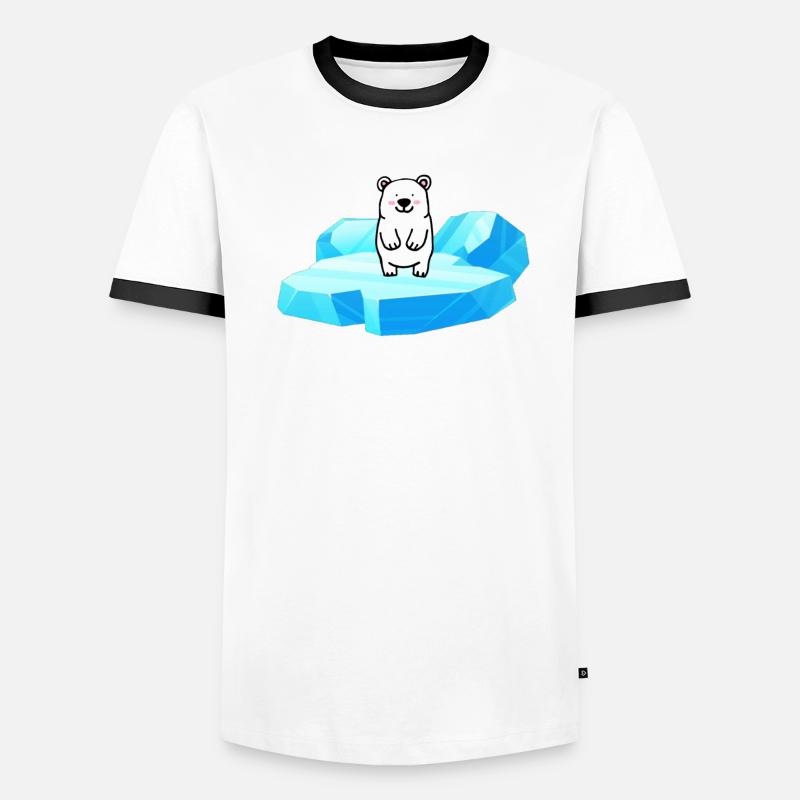 Süsser kleiner Eisbär auf einer Eisscholle Männer Kontrast-T-Shirt