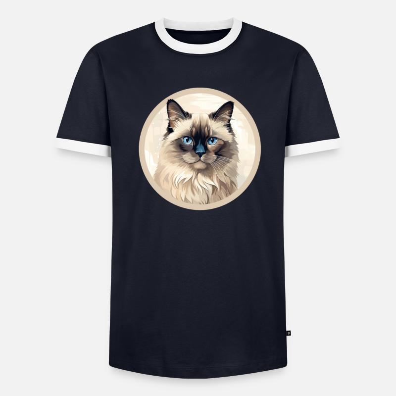 Chat birman T-shirt contrasté Homme