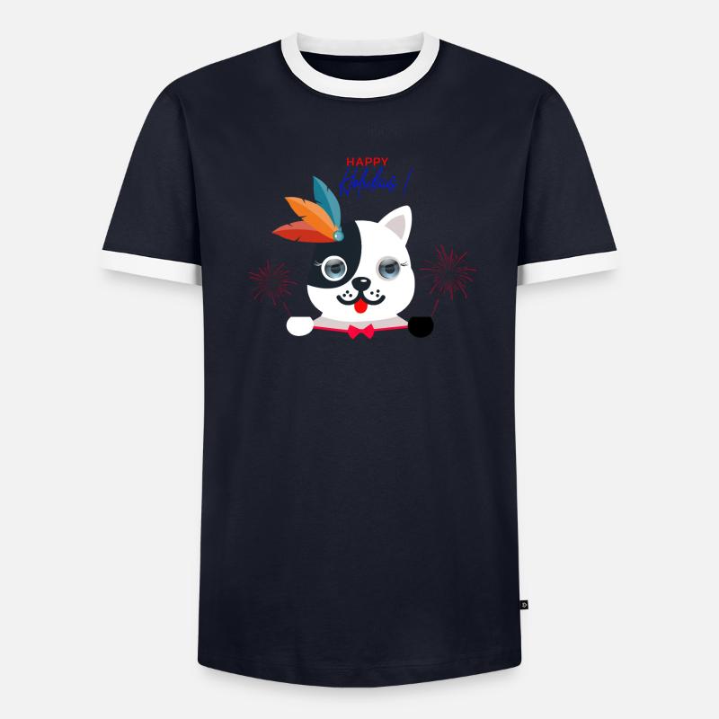 Grüße von einer blauäugigen Katze. Männer Kontrast-T-Shirt