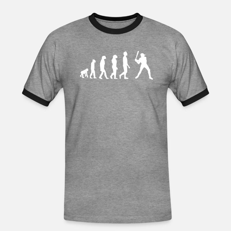 Baseball-Evolution - Männer Kontrast-T-Shirt - Grau meliert/Schwarz