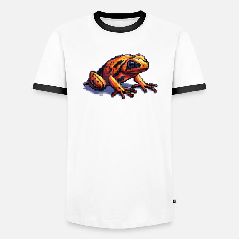 Pfeilgiftfrosch in cooler retro Pixelgrafik Männer Kontrast-T-Shirt