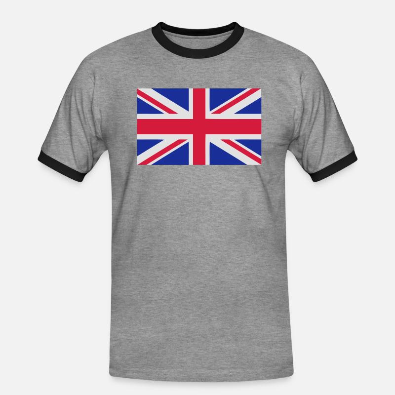 Union Jack - Men's Ringer Shirt - heather grey/black