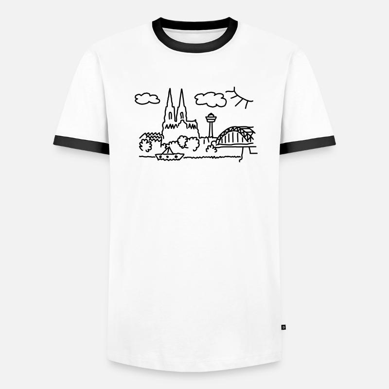 Köln Panorama Männer Kontrast-T-Shirt