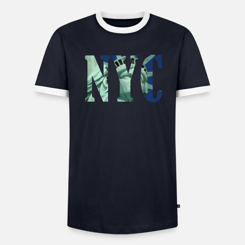 NYC Typografie mit Freiheitsstatue Männer Kontrast-T-Shirt