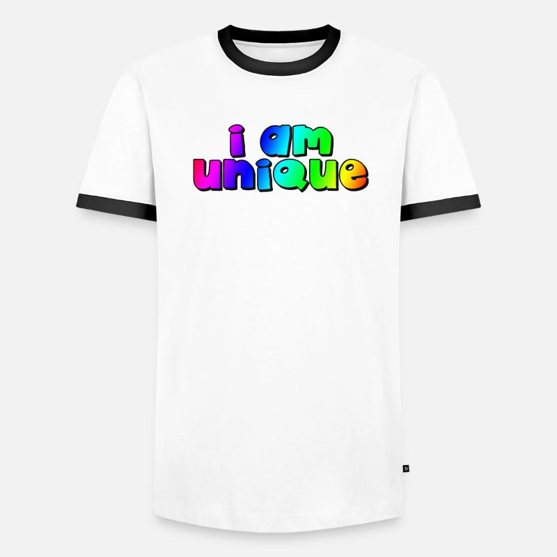I AM UNIQUE Ich bin einzigartig / rainbow Männer Kontrast-T-Shirt