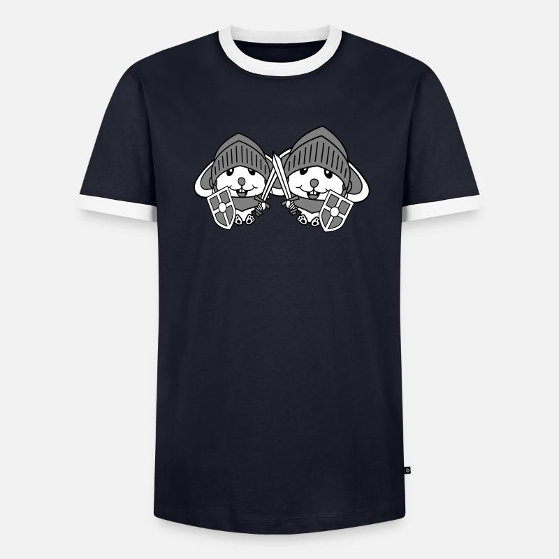 2 Bunnies Knight Sword Shield Armor Helmet Hero Men's Ringer Shirt