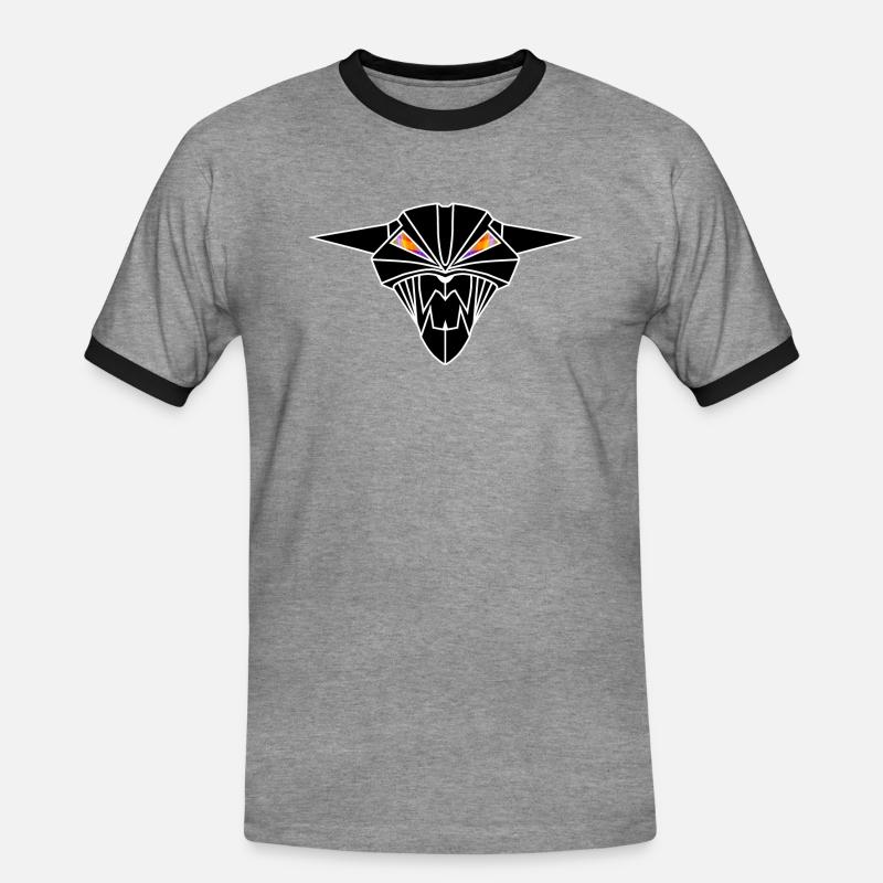 BIONIC DEVIL CAT - Men's Ringer Shirt - heather grey/black