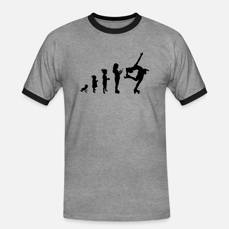 Evolution roller skating 2 - Men's Ringer Shirt - heather grey/black