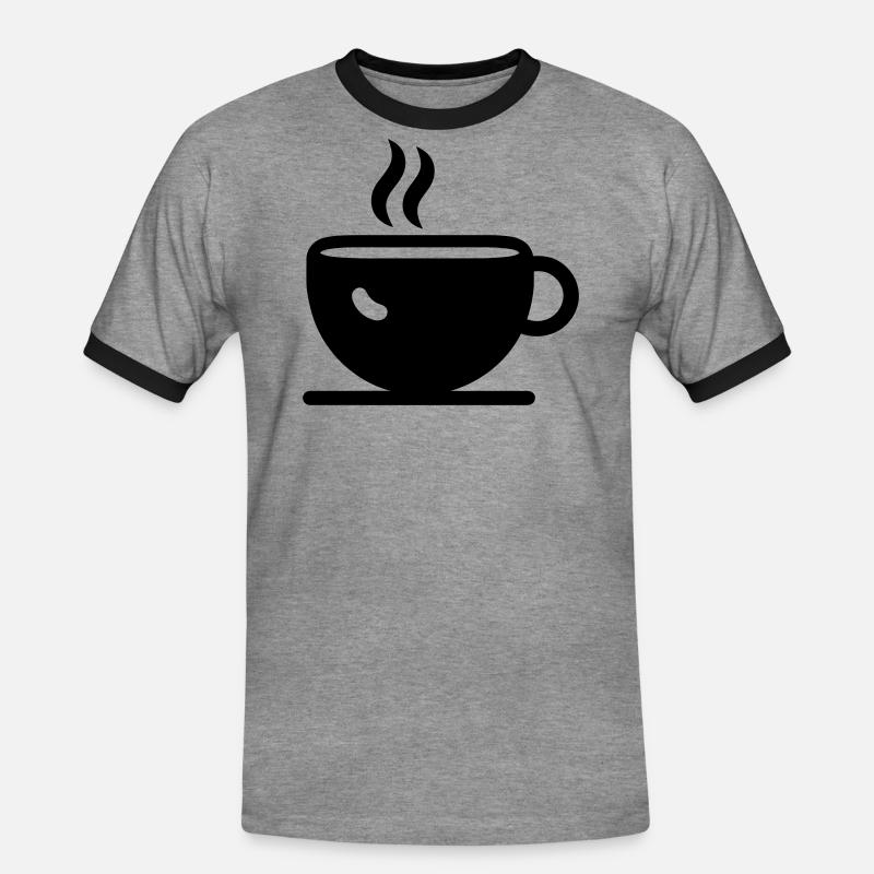 Kaffee - Männer Kontrast-T-Shirt - Grau meliert/Schwarz