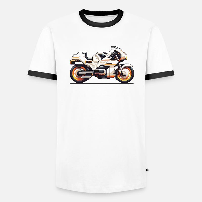 8 bit motorcycle racing machine as vector graphics Men's Ringer Shirt