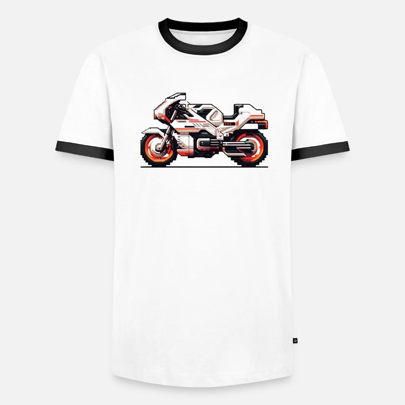 Motorcycle racing machine as 8 bit vector Men's Ringer Shirt
