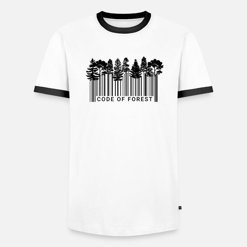 Code à barres Forest Nature Code Trees Schwarz_2 T-shirt contrasté Homme