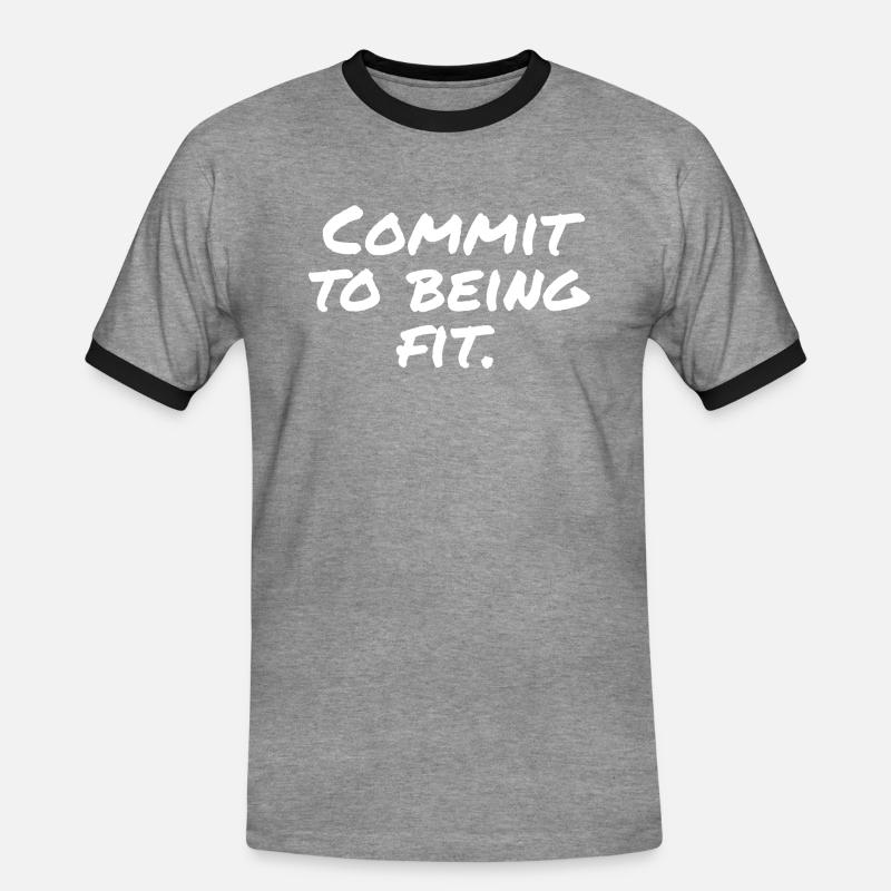 Commit to being fit - Men's Ringer Shirt - heather grey/black
