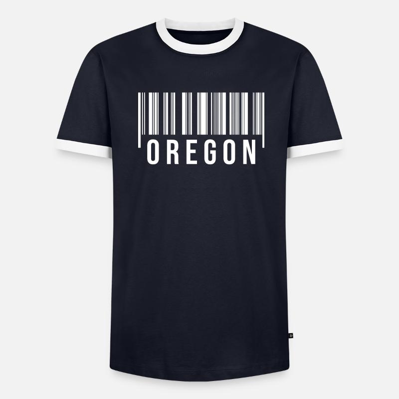 Oregon Strichcode Männer Kontrast-T-Shirt