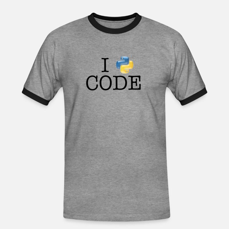 I love code - Python - Männer Kontrast-T-Shirt - Grau meliert/Schwarz