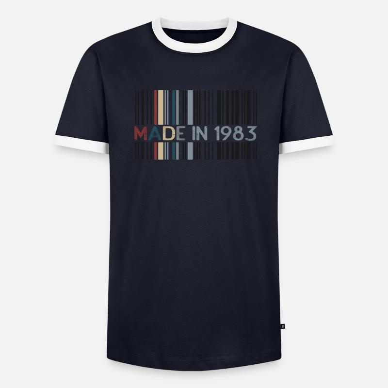 1983 Barcode-Jubiläum Männer Kontrast-T-Shirt