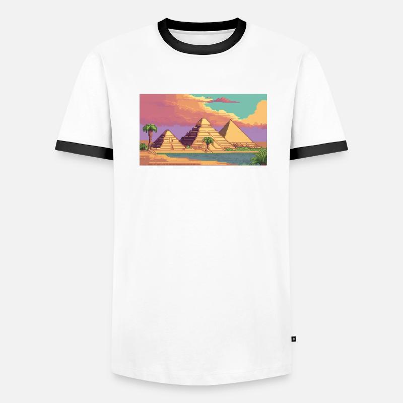 Gizeh, Égypte - Pixel Art T-shirt contrasté Homme