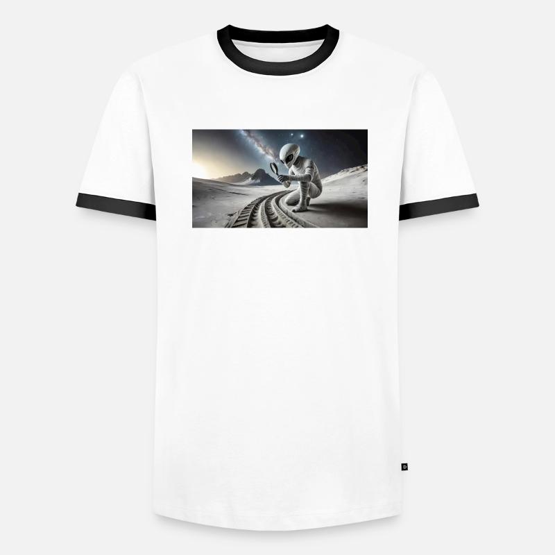 extraterrestre gris à la surface de la lune – observation de la lune T-shirt contrasté Homme