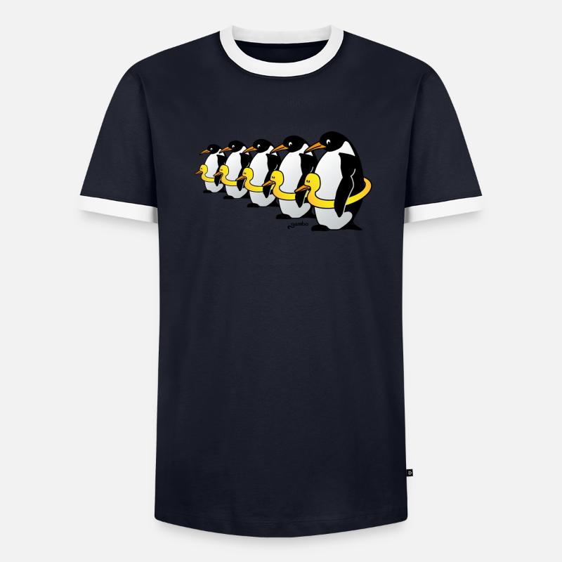 Pinguine mit Quietscheentchen Männer Kontrast-T-Shirt