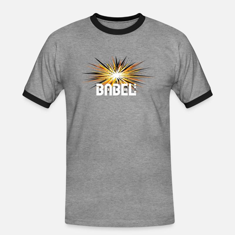 EXPLODING STAR BABELI - Men's Ringer Shirt - heather grey/black