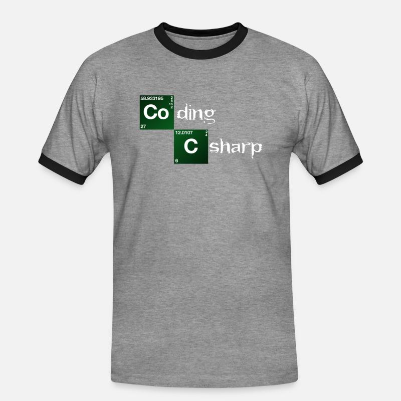 Coding Csharp - Männer Kontrast-T-Shirt - Grau meliert/Schwarz