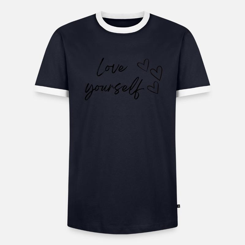 Liebe dich selbst (schwarzer Text) - Männer Kontrast-T-Shirt - undefined