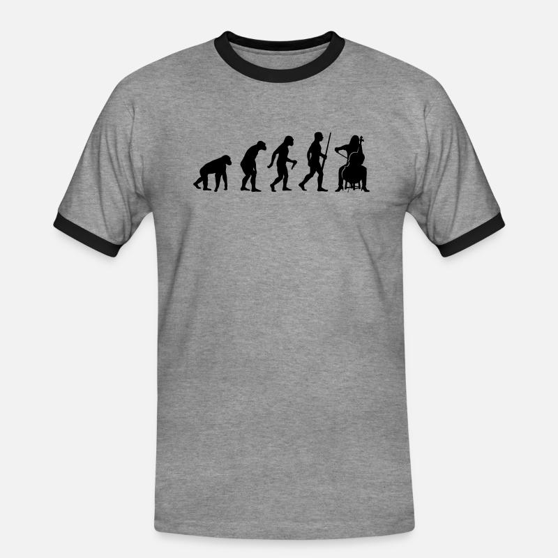 Evolution Cello Player - Men's Ringer Shirt - heather grey/black