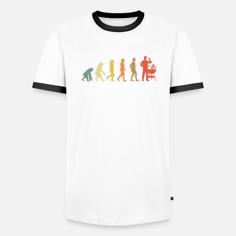Grilling Evolution Vintage Retro Men's Ringer Shirt