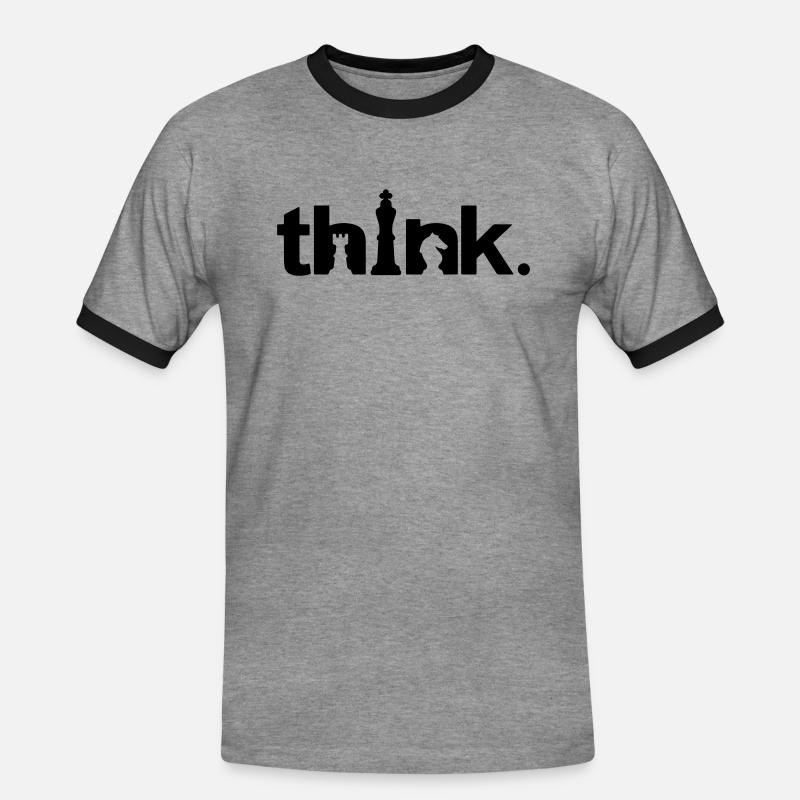 DENKEN - Männer Kontrast-T-Shirt - Grau meliert/Schwarz
