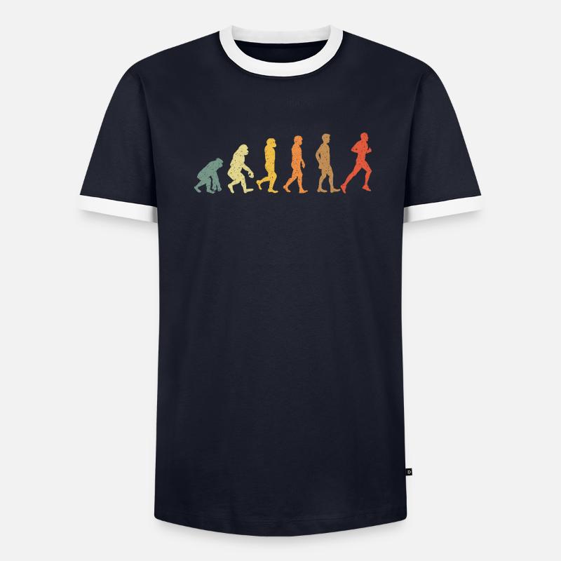 Evolution to Runner – Retro Jogging Design Men's Ringer Shirt
