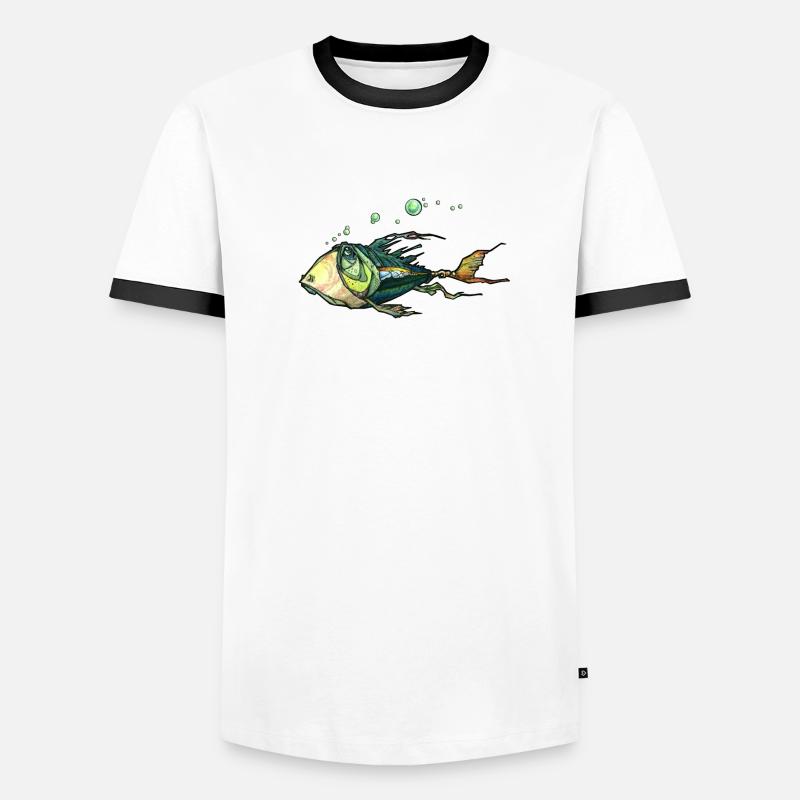 Fisch Männer Kontrast-T-Shirt