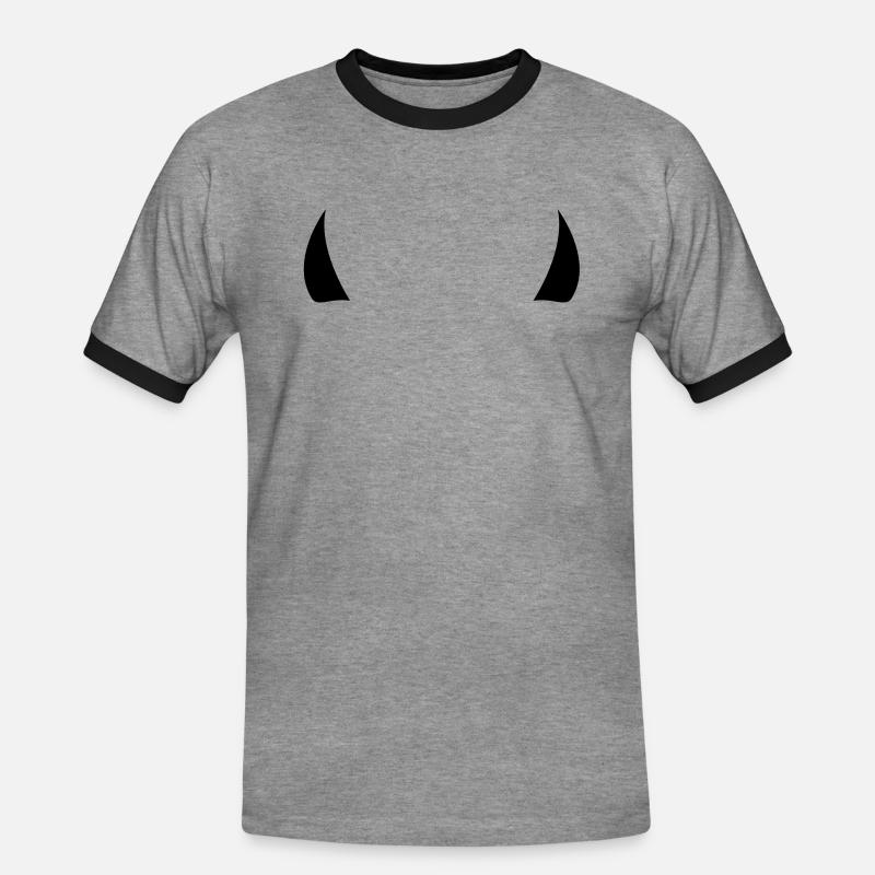 devil horns - Men's Ringer Shirt - heather grey/black