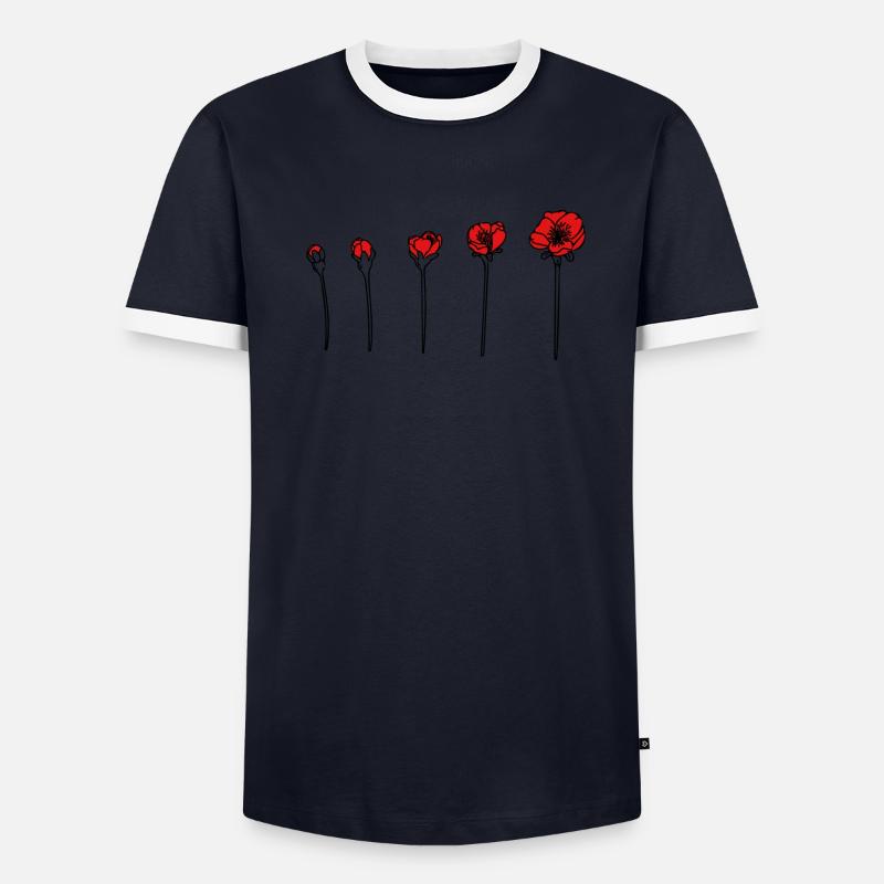 Mohn Männer Kontrast-T-Shirt
