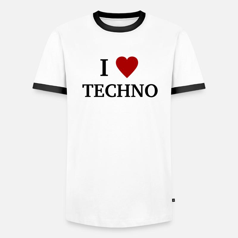 I Love Techno - Ich liebe Technomusik Männer Kontrast-T-Shirt