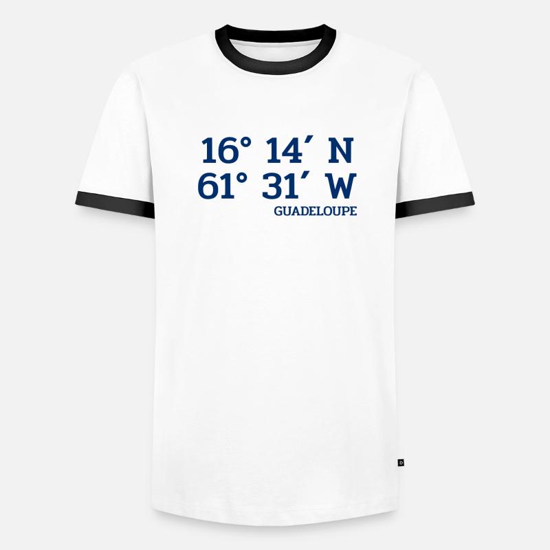 Guadeloupe Coordinates - Coordinates - Caribbean Men's Ringer Shirt