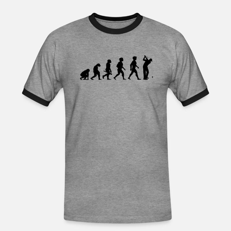 Evolution Golf Golfer Golfspieler Golfplatz - Männer Kontrast-T-Shirt - Grau meliert/Schwarz
