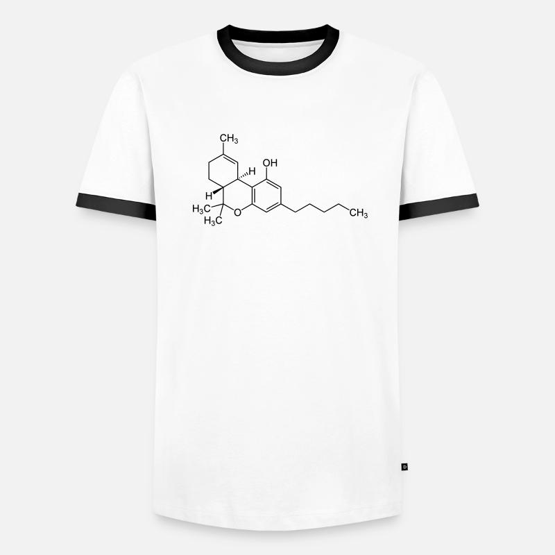 THC Molekül Männer Kontrast-T-Shirt