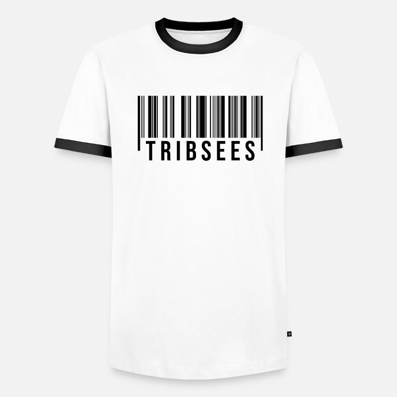 Tribsees Strichcode Männer Kontrast-T-Shirt