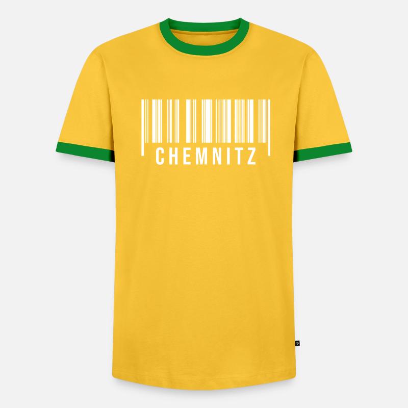 Erzgebirge Strichcode Chemnitz - Männer Kontrast-T-Shirt - Grau meliert/Schwarz