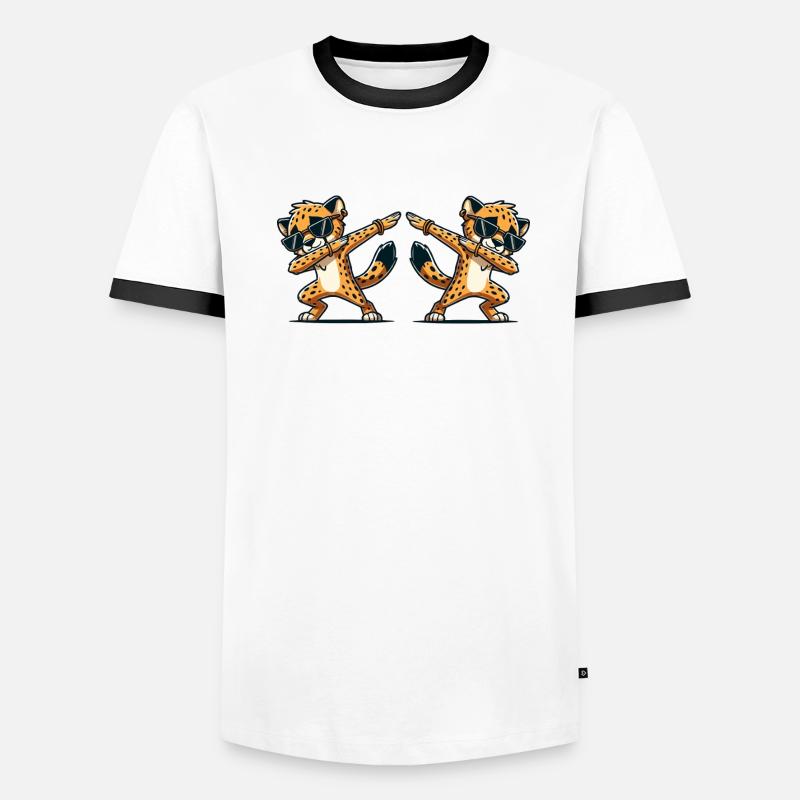 gepard dab comic 2 Männer Kontrast-T-Shirt