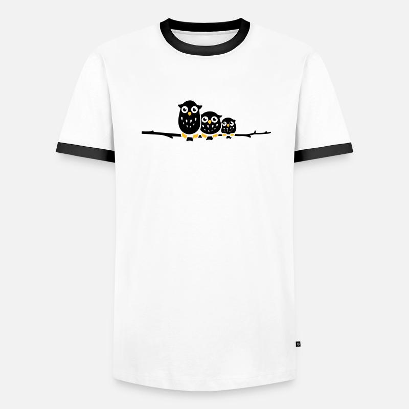 three owls on a branch Men's Ringer Shirt