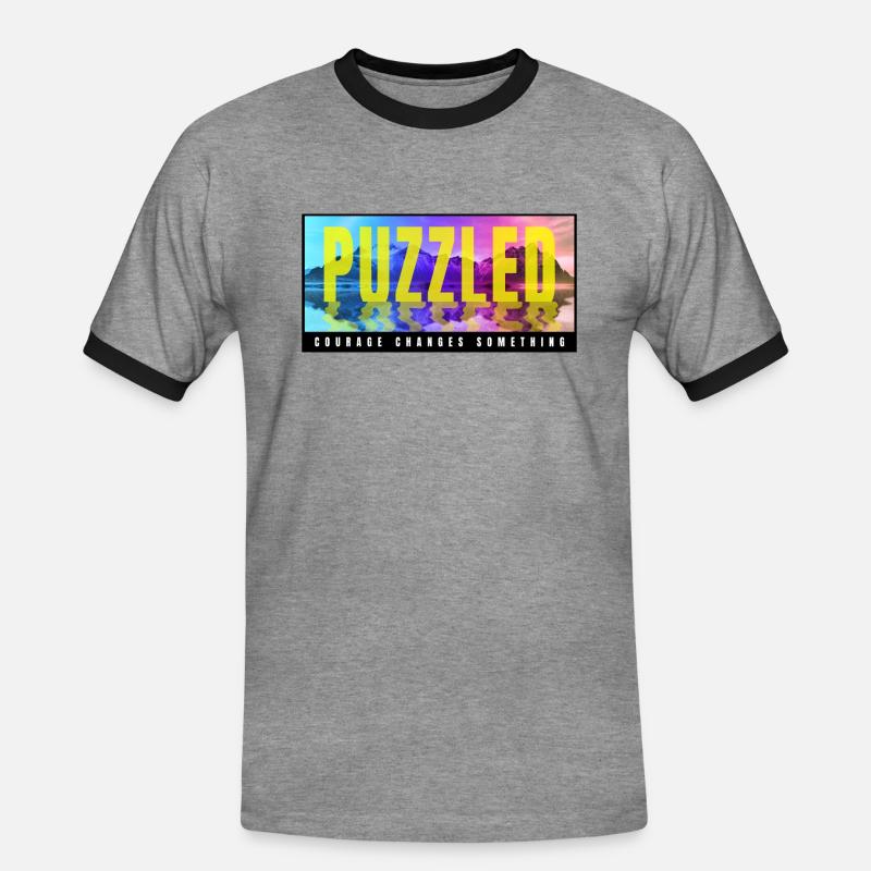 Puzzled - Men's Ringer Shirt - heather grey/black