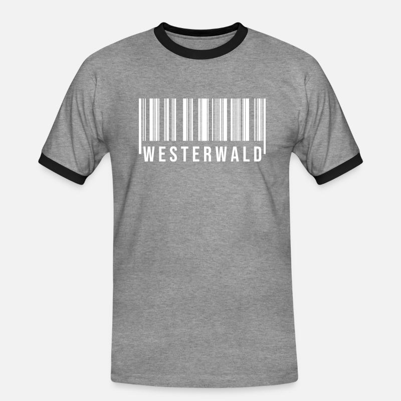 Westerwald Strichcode - Männer Kontrast-T-Shirt - Grau meliert/Schwarz
