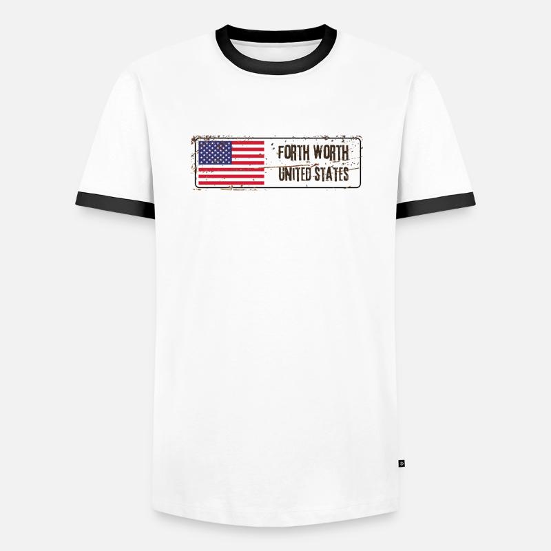 Forth Worth Drapeau des États-Unis T-shirt contrasté Homme